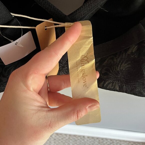 Wingslove 38D black bra No padding wirefree full coverage lace wide straps NWT - Picture 7 of 9